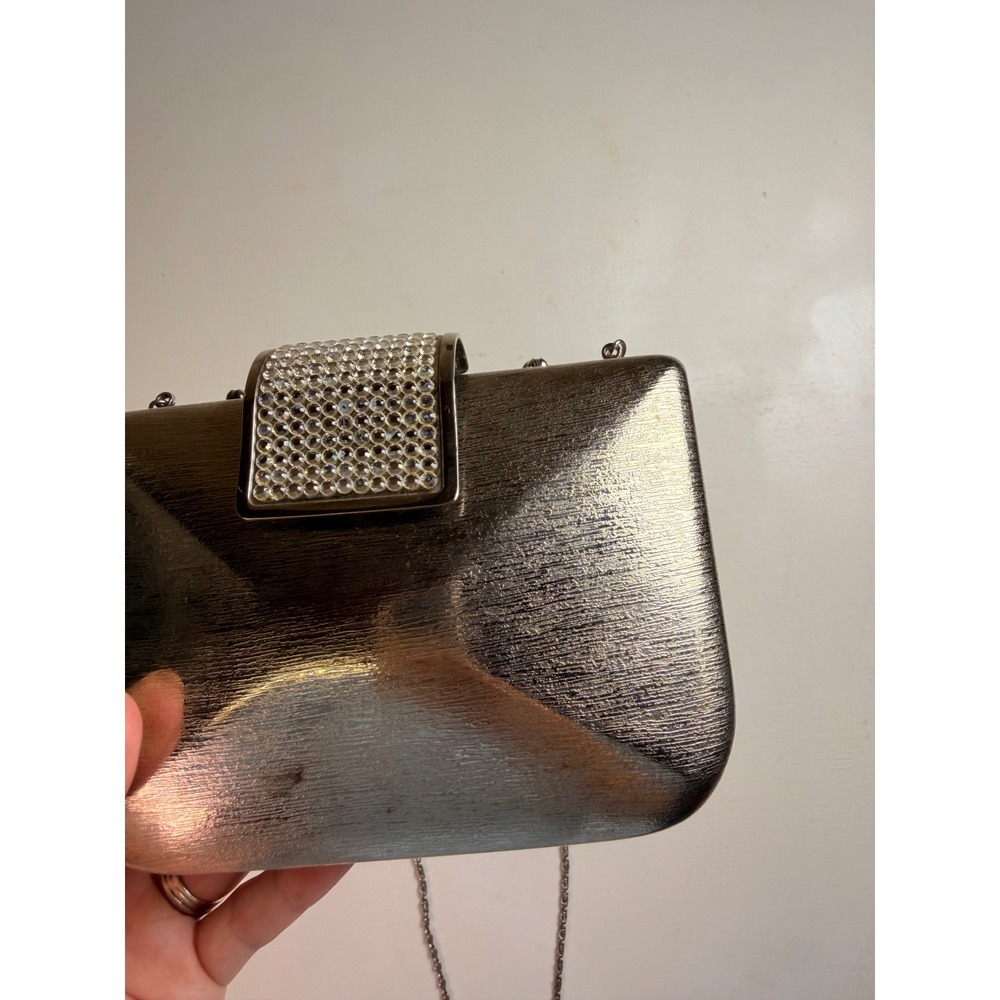 Vintage Daniella Evening Clutch Bag OS Silver Excellent Crystal Clasp Crossbody - Picture 5 of 8